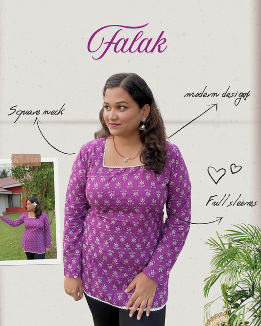 Falak – Full Sleeves Square Neck Short Kurti