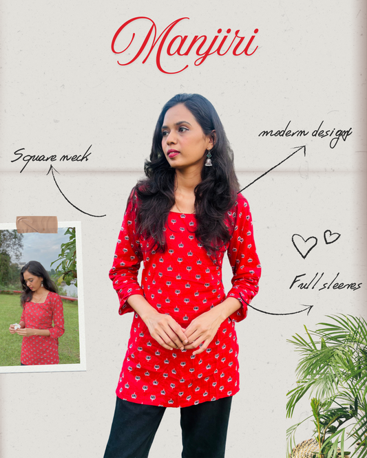 Manjiri – Full Sleeves Square Neck Short Kurti