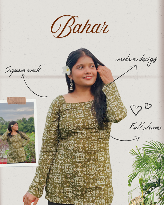 Bahar – Full Sleeves Square Neck Short Kurti