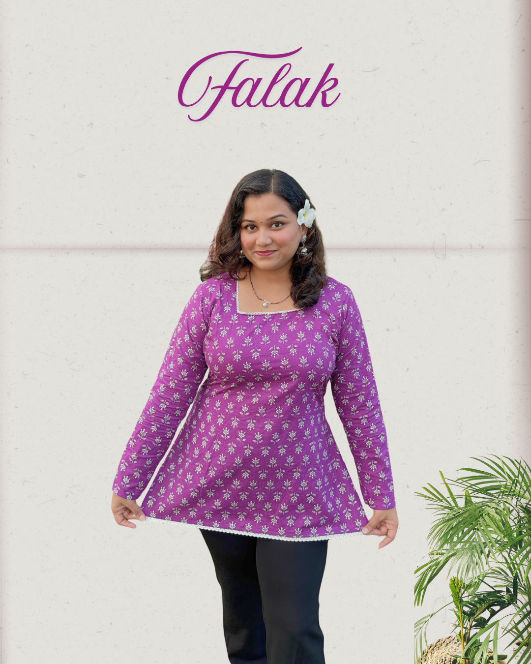 Falak – Full Sleeves Square Neck Short Kurti