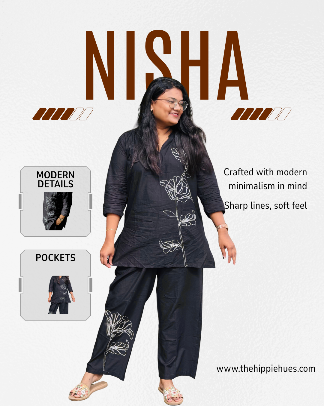 Nisha Co-ord set – 2-Piece Cotton Embroidered Set