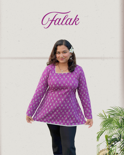 Falak – Full Sleeves Square Neck Short Kurti